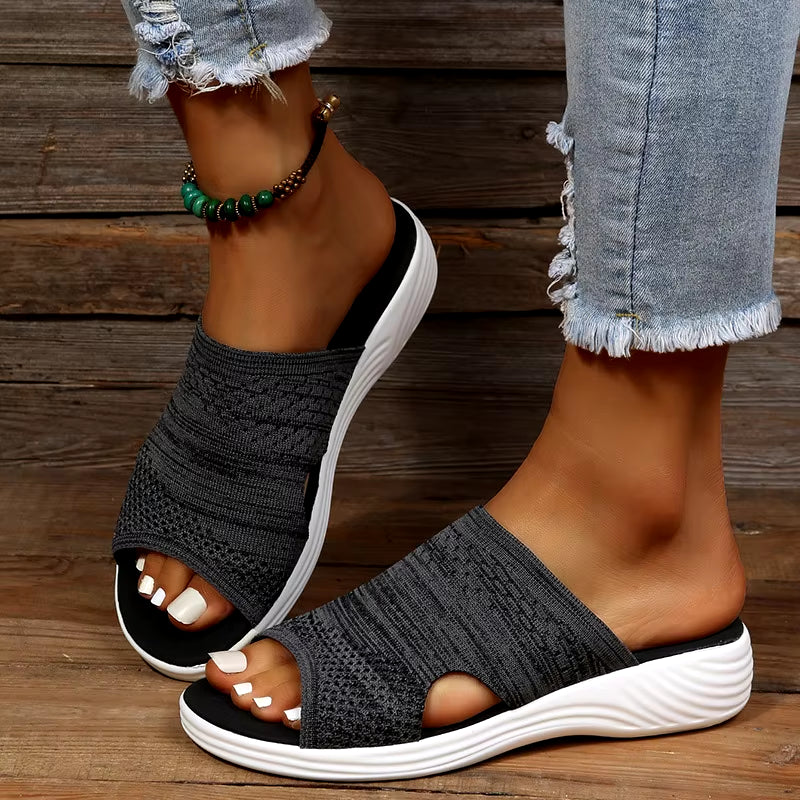 Women Casual Beach Slippers Orthopedic Stretch Orthotic Sandals Summer Female Open Toe Breathable Slides Stretch Shoes Outdoor