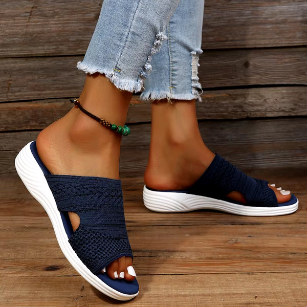 Women Casual Beach Slippers Orthopedic Stretch Orthotic Sandals Summer Female Open Toe Breathable Slides Stretch Shoes Outdoor