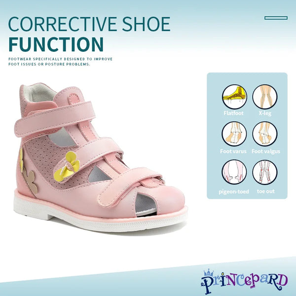 Kids Orthopedic Corrective Sandals Princepard Girls Children Summer Flower Orthotics Shoes for Flat Feet with Arch Support