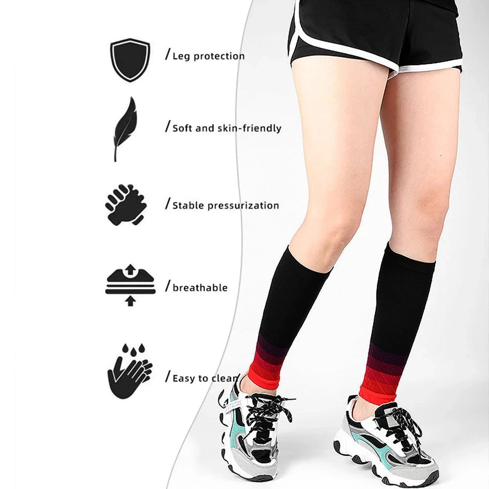 1Pair Calf Support Compression Sleeves for Women Men Running 20-30Mmhg Footless Leg Socks Outdoor Sports Marathon