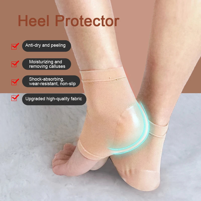 1Pair Silicone Heel Protector Feet Skin Care Socks Sleeve Heel Spur Pads for Relief Plantar Fasciitis Heel Pain Reduce Pressure