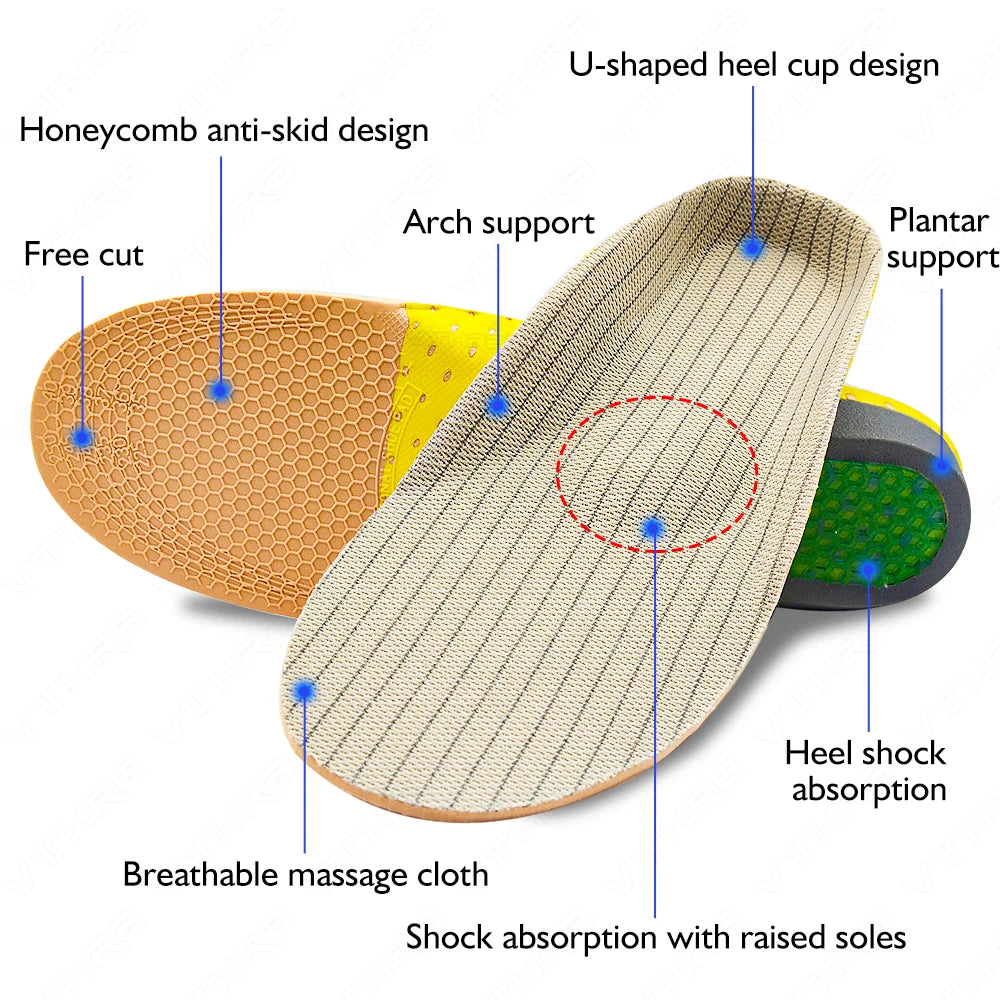 Orthotic Gel Insoles for Sneaker Orthopedic Flat Foot Cushion Insert Arch Support Pad Foot Pain-Relieving Man Women