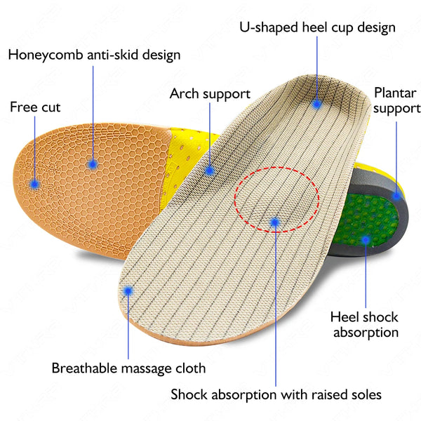 Orthotic Gel Insoles for Sneaker Orthopedic Flat Foot Cushion Insert Arch Support Pad Foot Pain-Relieving Man Women