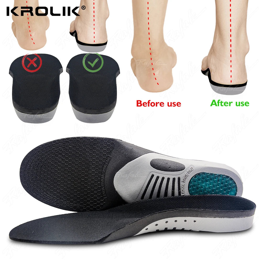 Orthotic Gel Insoles for Sneaker Orthopedic Flat Foot Cushion Insert Arch Support Pad Foot Pain-Relieving Man Women