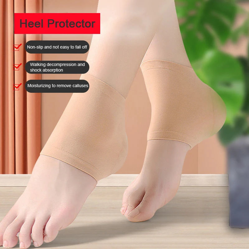 1Pair Silicone Heel Protector Feet Skin Care Socks Sleeve Heel Spur Pads for Relief Plantar Fasciitis Heel Pain Reduce Pressure