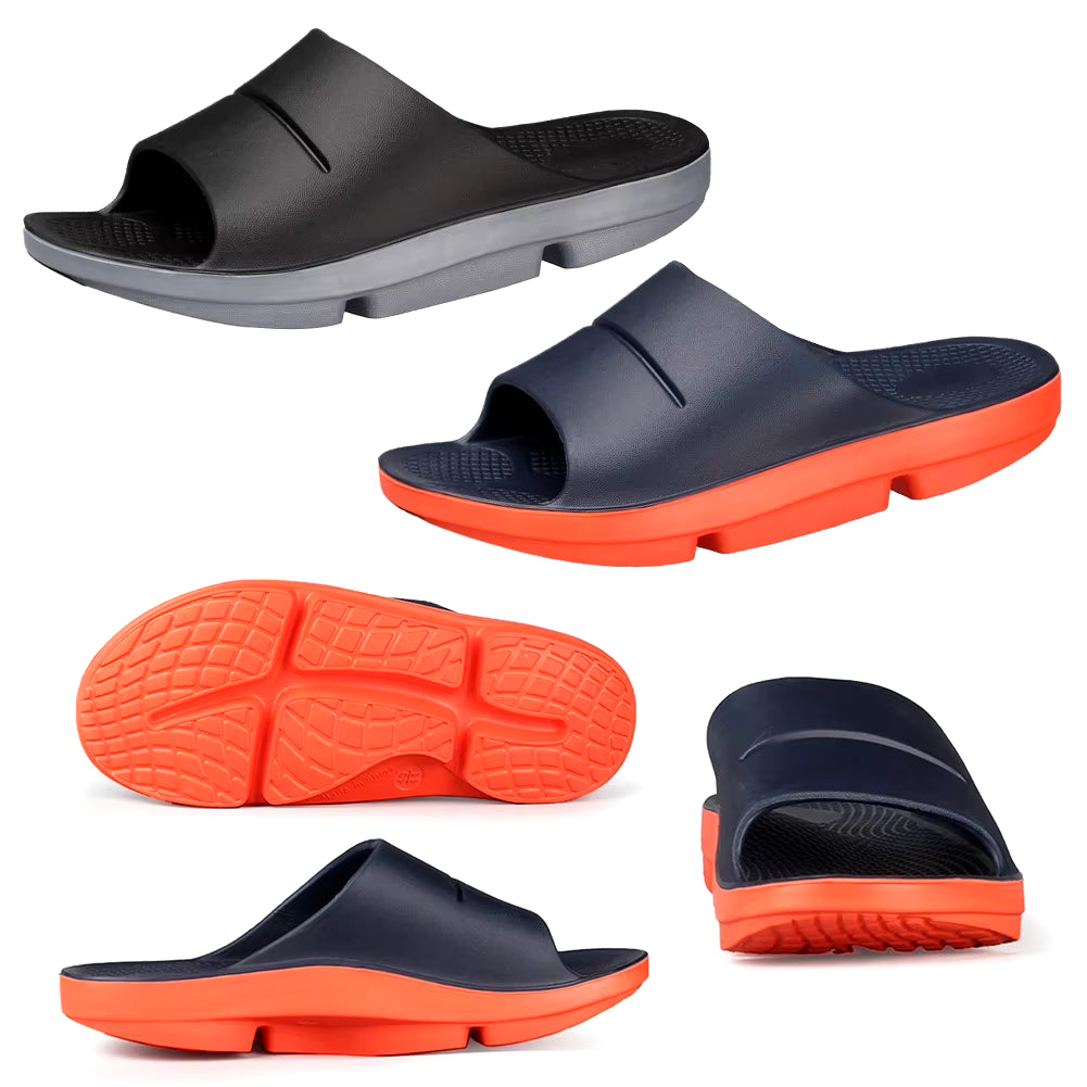 Mens Sport Recovery Sandals Arch Support Plantar Fasciitis Thick Cushion Slides Non-Slip Lightweight Comfort Orthotic Slippers