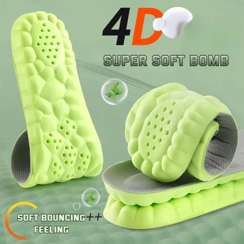 4D Super Soft Elastic Running Insole for Feet Wormwood Mint Massage Arch Orthopedic Insoles for Men Shoe Sole Sports Shoe Insole